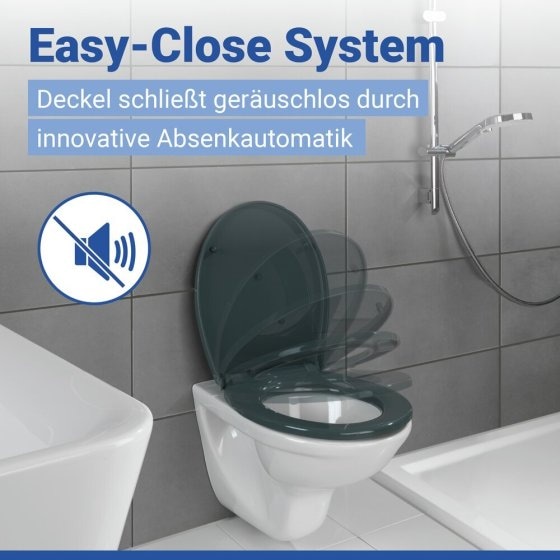 WC Sitz Mod. Ostuni Grau, stabiler Toilettensitz mit Absenkautomatik 