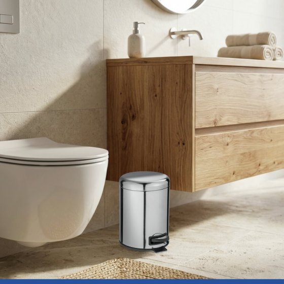 Kosmetik Treteimer Mod. Leman Edelstahl Glänzend 5L, mit herausnehmbarem Einsatz 