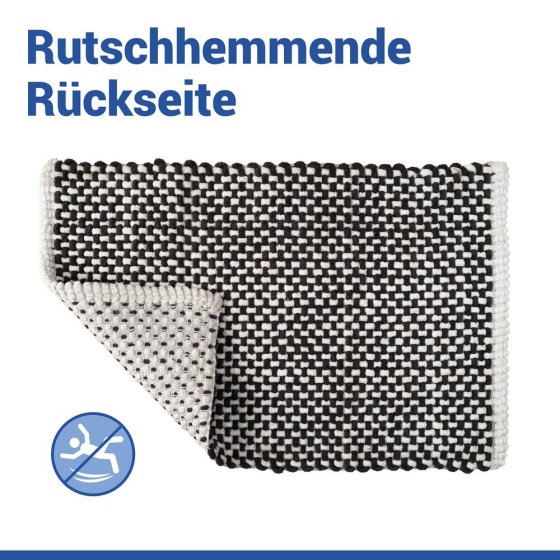 Badteppich Mod. Covelo Weiß-Anthrazit, 50 x 80 cm, rutschfest und waschbar bis 30 °C 
