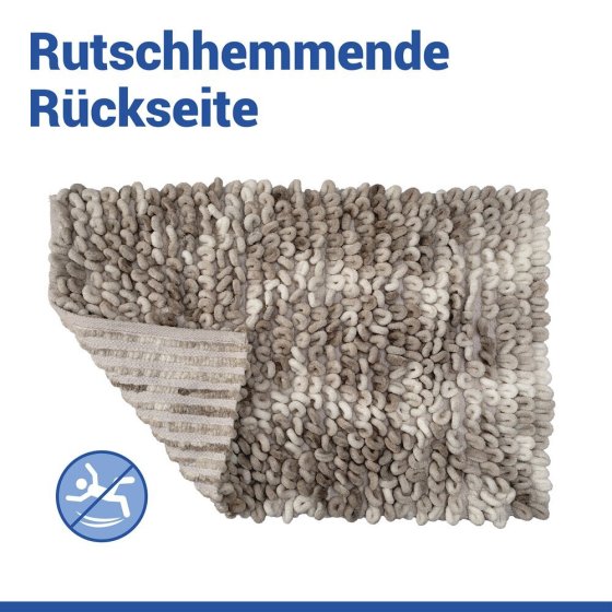 Badteppich Mod. Lerici Weiß-Grau, 60 x 90 cm, rutschfest und schnelltrocknend 