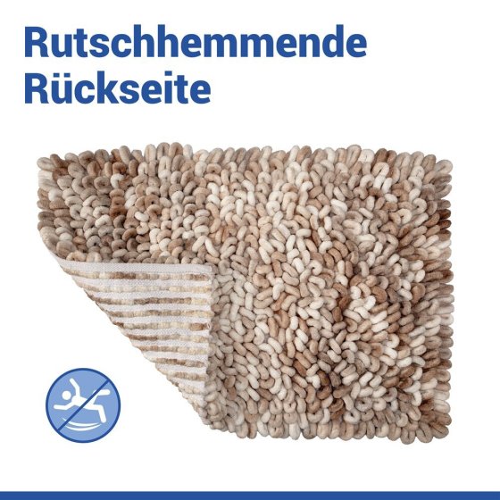 Badteppich Mod. Lerici Weiß-Beige, 60 x 90 cm, rutschfest und schnelltrocknend 
