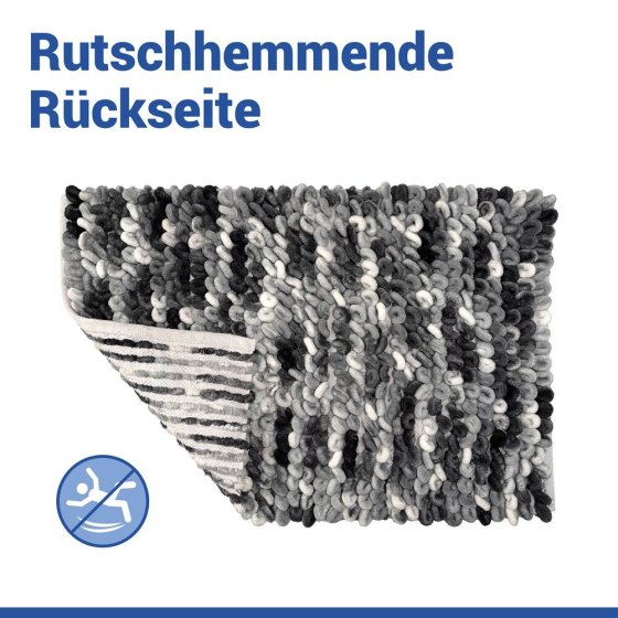 Badteppich Mod. Lerici Grau-Blau, 60 x 90 cm, rutschfest und schnelltrocknend 