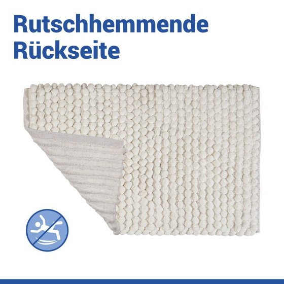Badteppich Mod. Solivo Weiß, 50 x 80 cm, rutschfest und waschbar bis 30 °C 