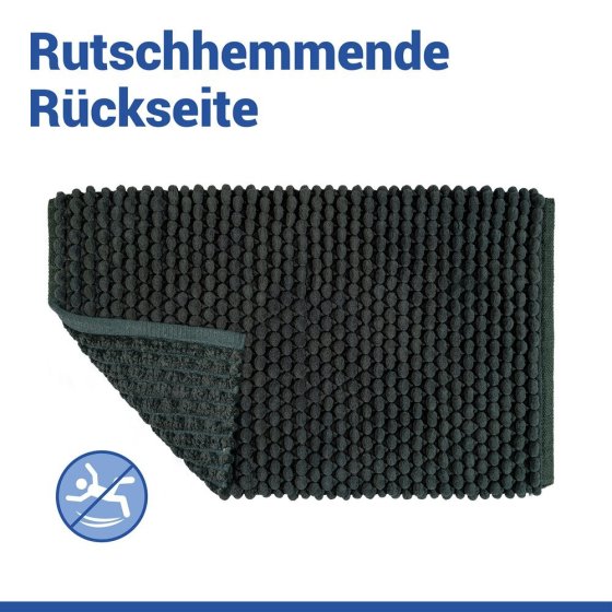 Badteppich Mod. Solivo Dunkelgrün, 50 x 80 cm, rutschfest und waschbar bis 30 °C 
