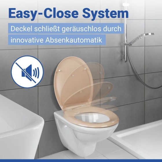 WC Sitz Mod. Ottana Beige, Toilettendeckel mit Absenkautomatik 