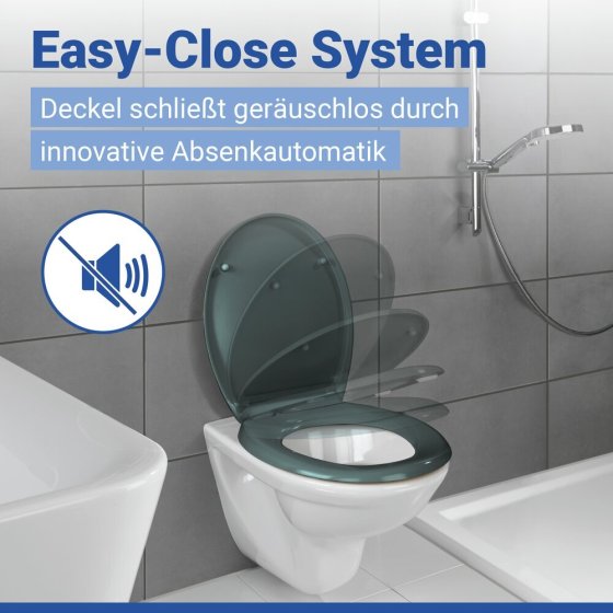 WC Sitz Mod. Ottana Dunkelgrau, Toilettendeckel mit Absenkautomatik 