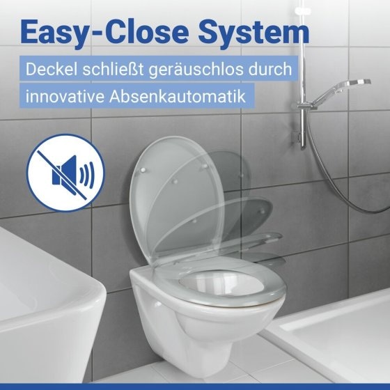 WC Sitz Mod. Ottana Hellgrau, Toilettendeckel mit Absenkautomatik 