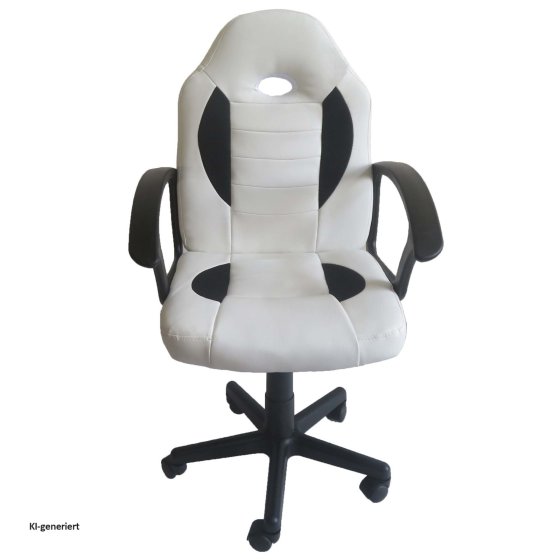 Schreibtischstuhl Junior höhenverstellbar ergonomischer Drehstuhl Weiß-Schwarz 