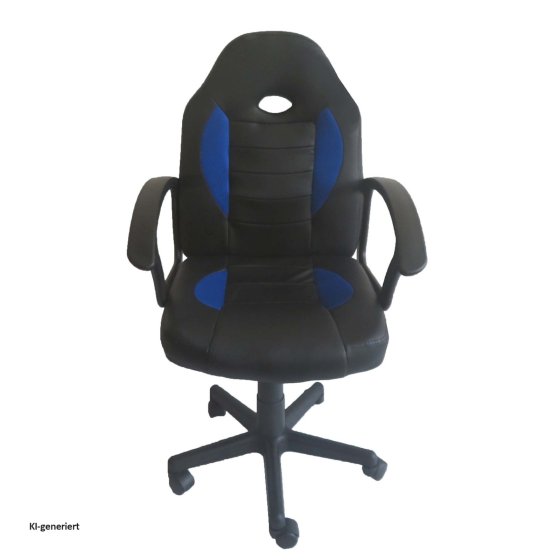 Schreibtischstuhl Junior höhenverstellbar ergonomischer Drehstuhl Schwarz-Blau 