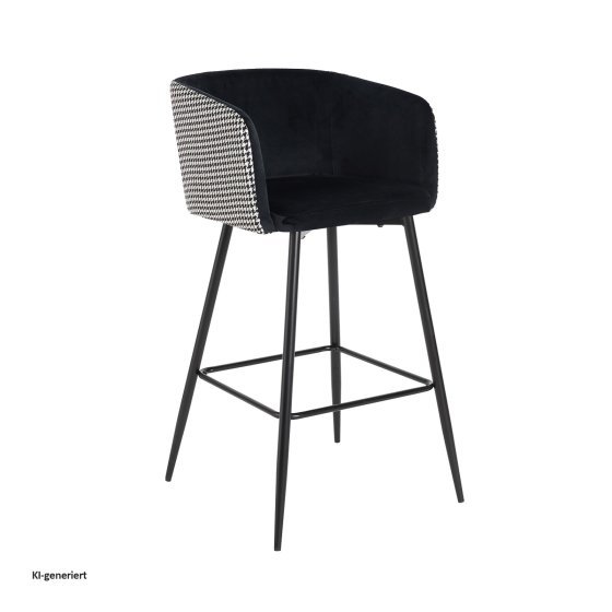 Barhocker mit Lehne Küchenhocker, Tresenhocker schwarz weiß 