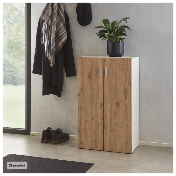 Kommode mit 3 Regalfächern Nina Weiß-Artisaneiche 