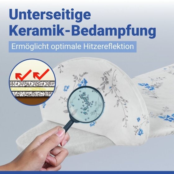 Bügelbrettbezug Mod. Keramik M, Floral, passend bis 131 x 45 cm, bis zu 70 % Zeitersparnis 