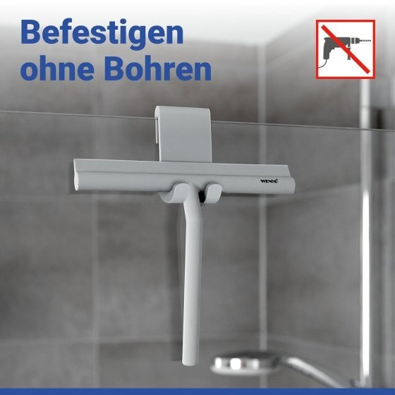 Badezimmerwischer Silikon Mod. Mola Grau, Edelstahl ummantelt mit Silikon 