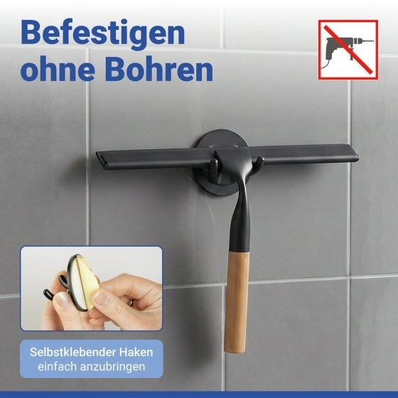 Turbo-Loc® Badezimmerwischer Mod. Bambusa, aus Bambus und Edelstahl 