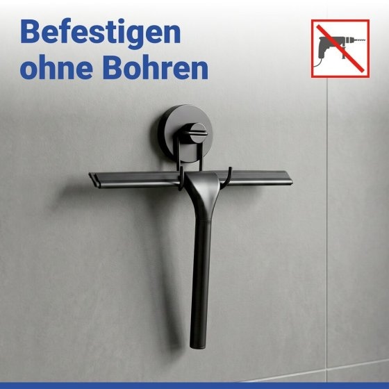 Mod. Vacuum-Loc® Duschabzieher Schwarz, Befestigen ohne bohren 
