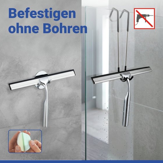 Turbo-Loc® Duschabzieher Mod. Terni Plus, mit 2 Haken, Befestigen ohne Bohren 