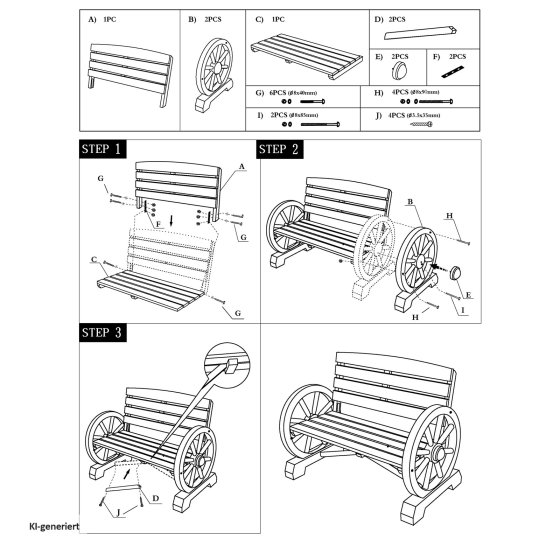 Gartenbank mit Wagenrädern als Armstütze Sommerset Natur 
