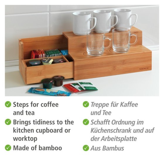 Bambus Treppe Mod. für Kaffee und Tee, beidseitig ausziehbar 