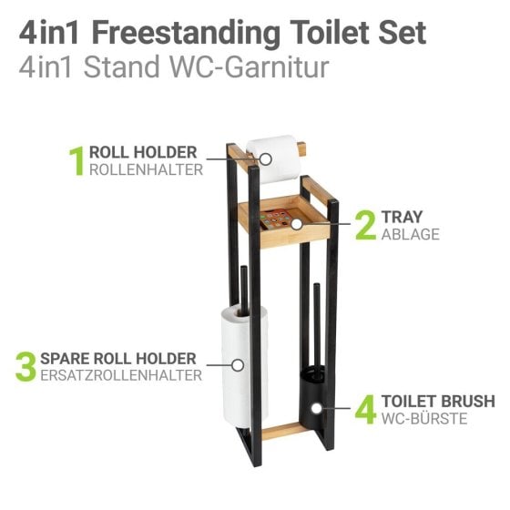 4 in 1 Stand WC-Garnitur Mod. Braidi, aus FSC® zertifiziertem Bambus 