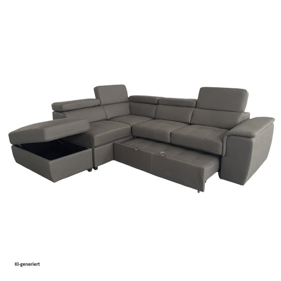 Couch Sandy mit Ottomane links Grau 