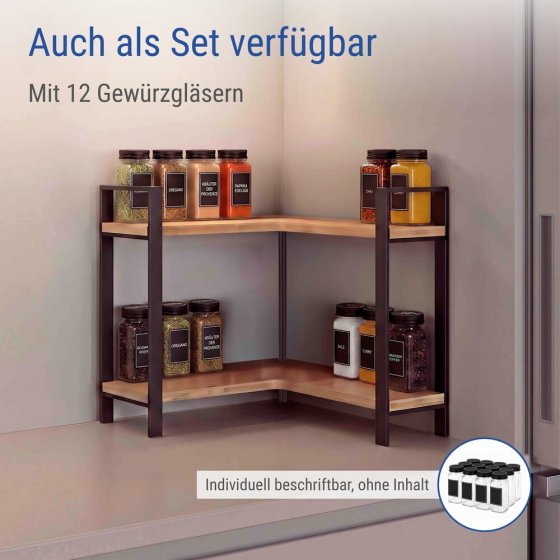 Küchen-Eckregal Mod. Lou, 2 Etagen, 2 Etagen 
