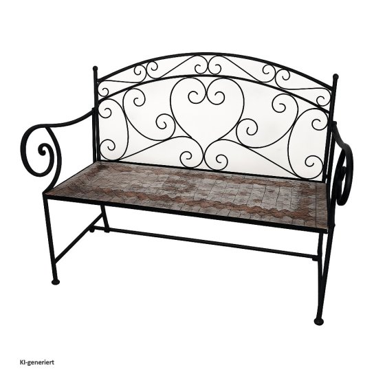 Metall Gartenbank mit Mosaik Sitzfläche Vintage Gartenbank 109 cm 