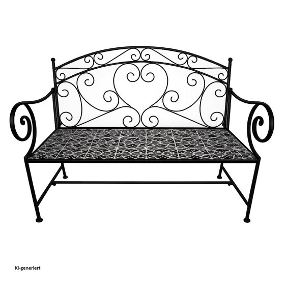 Metall Gartenbank mit Mosaik Sitzfläche Vintage Gartenbank 109 cm 