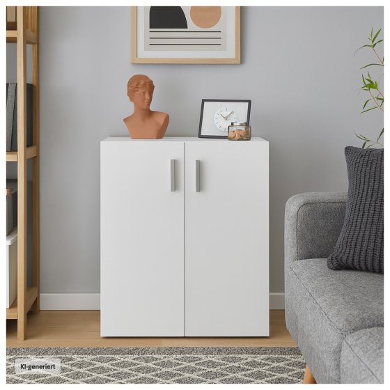 Kommode mit 2 Regalfächern Nina Weiß 