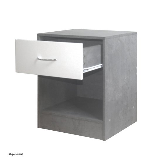Nachtschrank 2er Set Thekla Beton/Weiß 