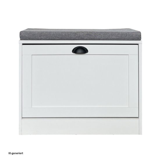 Schuhschrank Thekla 1 Klappe 60 cm Weiß mit Sitzkissen 