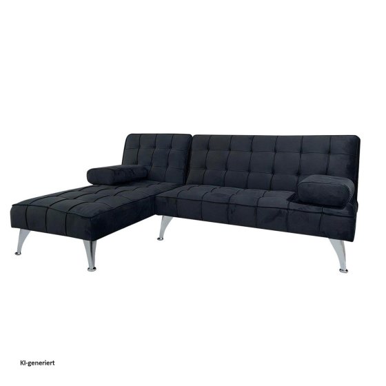 Ecksofa Miranda mit Bettfunktion Velvet Schwarz 
