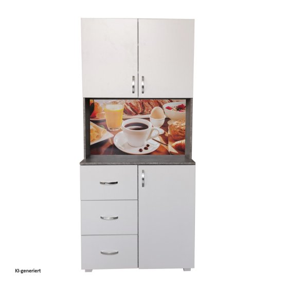 Küchenschrank Weiß/Beton Blanca Bistro 
