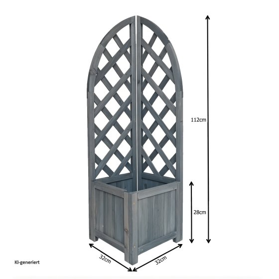 Pflanzkasten mit Rankgitter aus Holz Blaugrau Blumenkasten für Balkon, Terrasse und Garten 