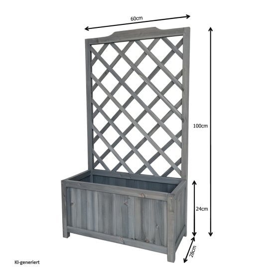 Pflanzkasten mit Rankgitter aus Holz Grau Blumenkasten für Terrasse und Balkon 