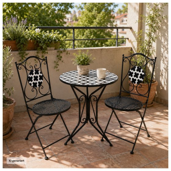 Gartentisch Metall Black and White 