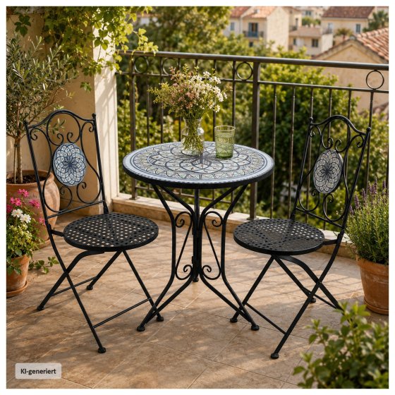 Gartenstuhl 2er-Set Metall Schwarz Byzanz 