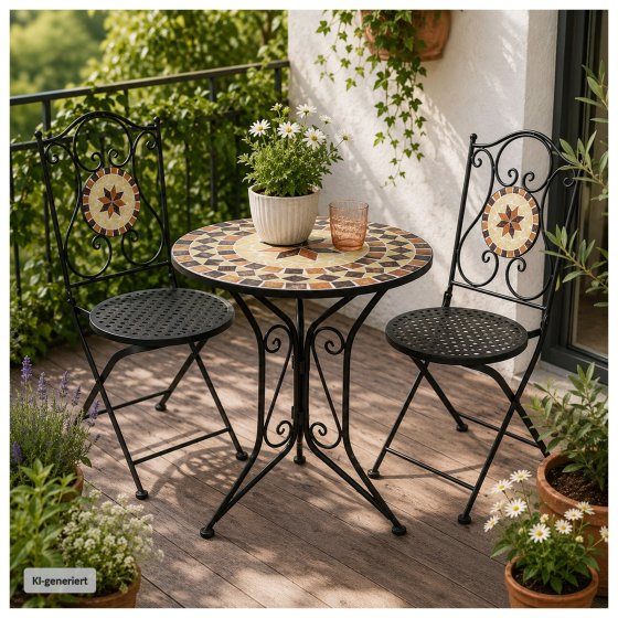 Gartenstuhl 2er-Set Metall Schwarz Kairo 