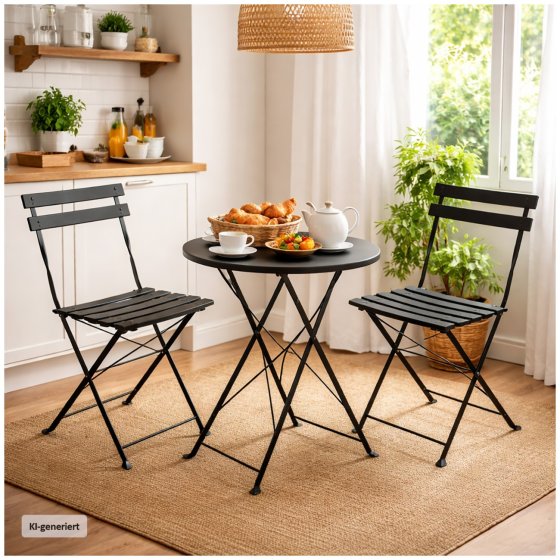Gartenstuhl 2er-Set Basil Metall Schwarz 