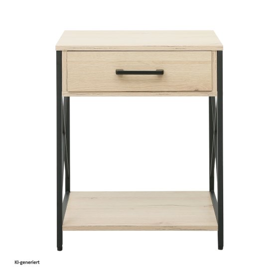 Beistelltisch Cedrik mit Schublade Artisaneiche-Schwarz 