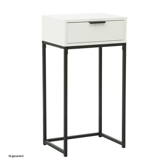 Konsolentisch Cedrik 40 cm mit Schublade Weiß-Schwarz 