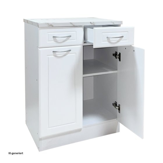 Küchenunterschrank Jenna Country Weiß 60 cm mit 2 Schubladen 