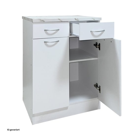 Küchenunterschrank Jenna Weiß 60 cm mit 2 Schubladen 