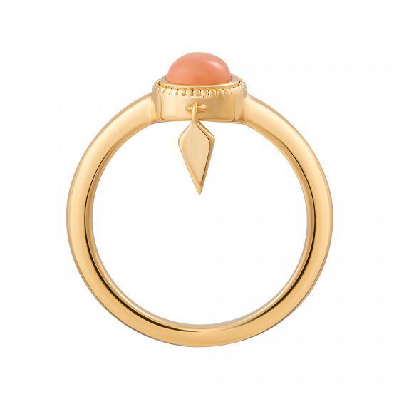 Ring 925 Silber vergoldet orange Mondstein 