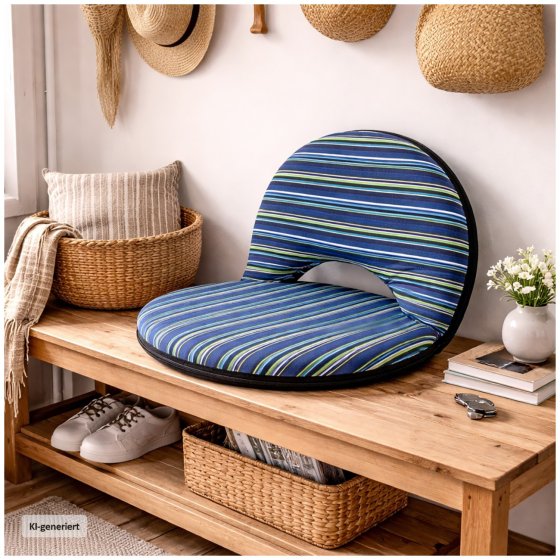 Bodensessel Rund Gestreift Blau Grün Verstellbar Indoor Outdoor bis 150 kg 