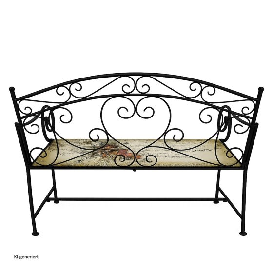 Gartenbank Celia Schmetterling Metallbank schwarz mit Motiv Sitzfläche 109 cm 