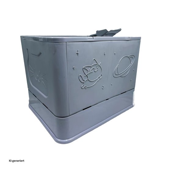 Katzentoilette geschlossen grau mit Schaufel 