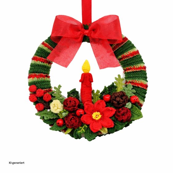 Weihnachtskranz Häkelset DIY Bastelset 30 cm mit Zubehör 
