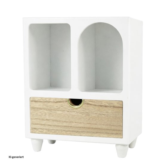 Minikommode mit Schublade MDF Aufbewahrungsschrank mit offenen Fächern 