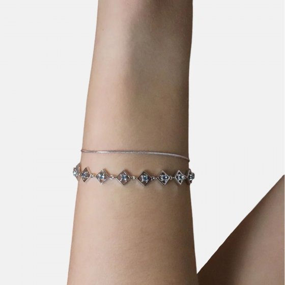 Armband 925 Sterling Silber rhodiniert Glänzend Topas blau 