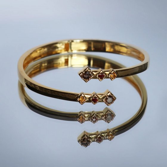 Armband 925 Sterling Silber vergoldet Glänzend Rauchquarz braun 